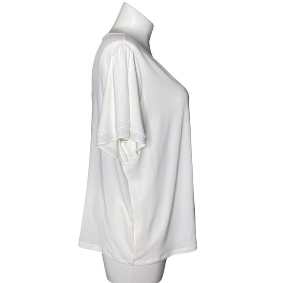 Calvin Klein Short Flutter Sleeve Top, NWT $64 V-Neckline Women's Size 2X - Picture 3 of 9